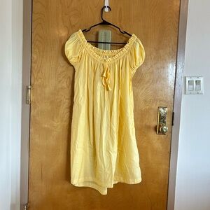 Yellow Puff Sleeve Off the Shoulder Pajama Sundress
